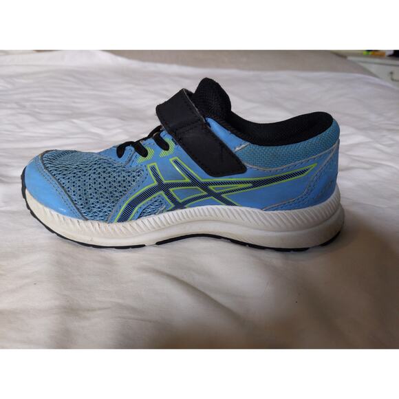 ASICS Kids Running Shoes Blue Black Youth 13 DAMAGED STRAPS Still Works - Picture 4 of 11